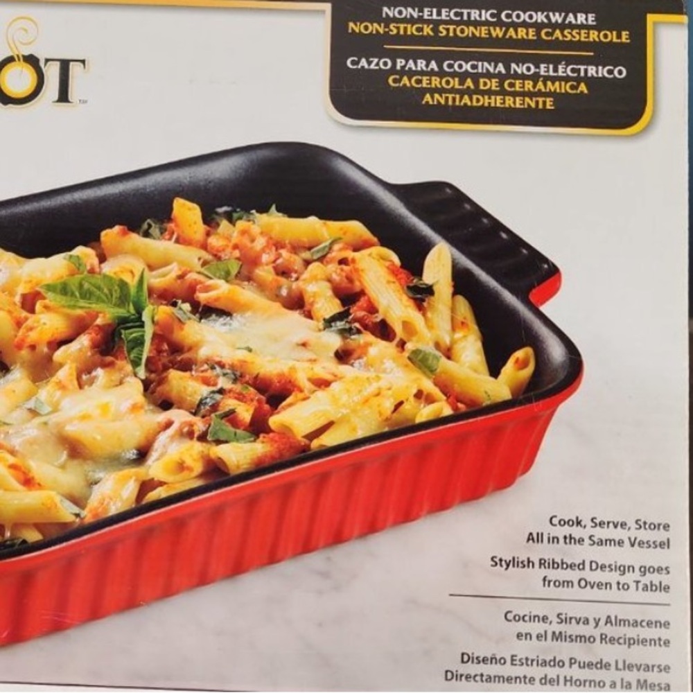 Crock-Pot Denhoff 10 in. Non-Stick Ribbed Casserole in Red - Picture 5 of 5
